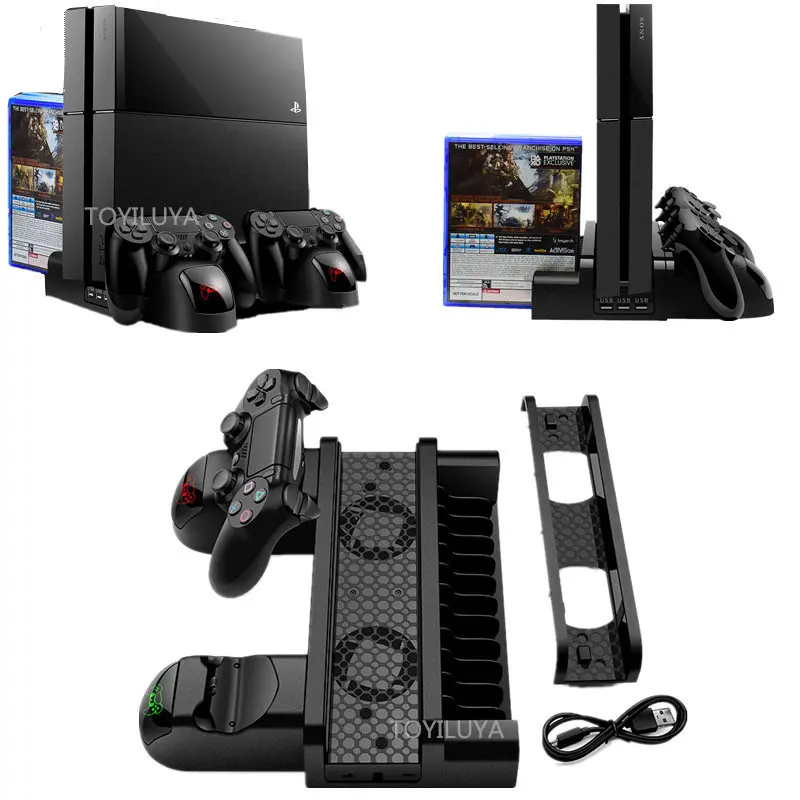 PS4 охлаждающий вентилятор тепловое основание под раковину вертикальное зарядное устройство Подставка двойной док-станция для зарядки контроллера для Playstation 4 PS 4 Pro/тонкие аксессуары