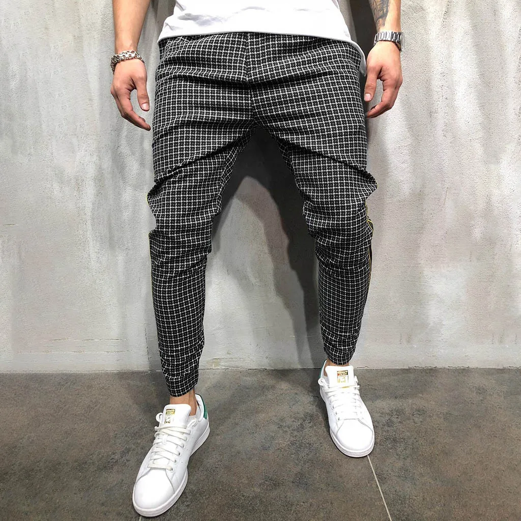 

Feitong Joggers Men Striped Splicing Overalls Casual Sweatpants Pocket Sport Work Casual Trouser Pants