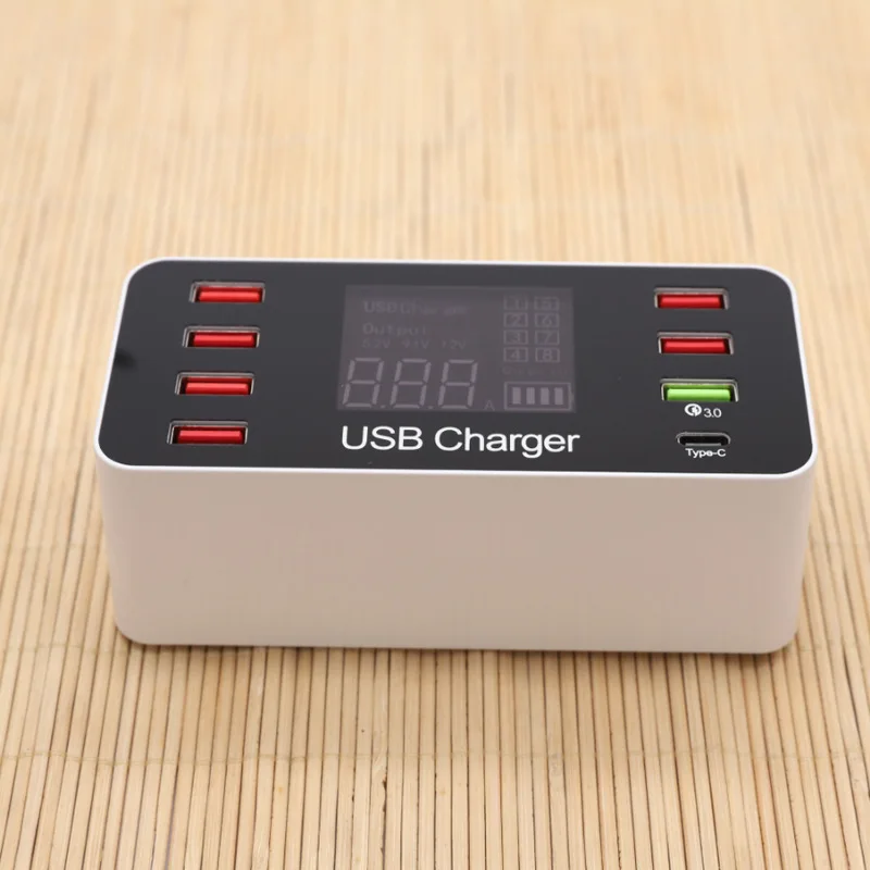 8 Ports USB Charger LCD Digital Display 40W Smart Charger for Mobile Tablet OUJ99