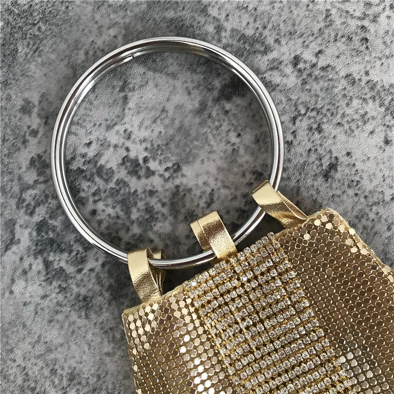 New net red tassel dinner bag aluminum flake rhinestone ring portable explosive ladies bag