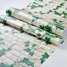 Зеленый лист Creeper обои самоклеящиеся ПВХ настенные наклейки водонепроницаемые толстые стены пасторальный стиль кирпичи ремонт обои