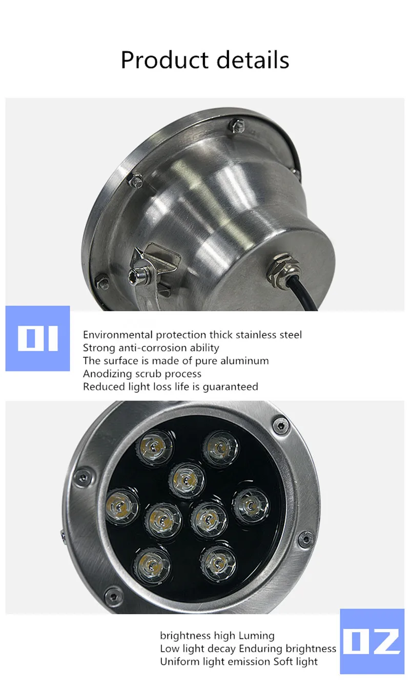 6W 9W 12W 18W 24W IP68 Led Underwater Light RGB Outdoor Waterproof colorful water Spotlight Swimming Pool Light Fountain Light