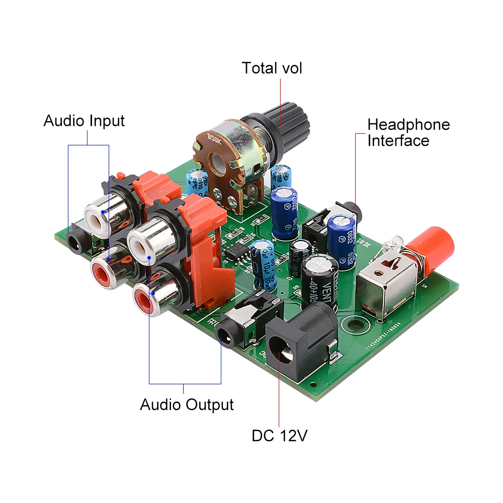 AIYIMA NE5532 Audio Signal Preamplifier Board Gain 20db Headphone Driver AMP 3 5mm jack RCA With Volume Adjustment DC12 24V