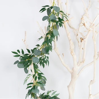 

Wedding Decoration 2m Artificial Eucalyptus Garland Leaves Long Vine Fake Rattan Silk Hanging Greenery Plastic Plants Home Decor