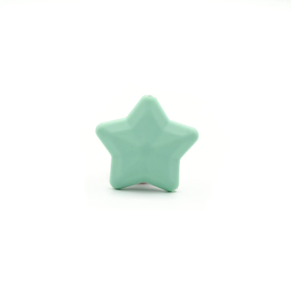 5 шт. Perle силиконовые бусины звезда 38 мм BPA Бесплатный Детский аксессуар для прорезывания зубов игрушки DIY соска цепь грызунов бусины для изготовления бижутерии - Цвет: Mint Green