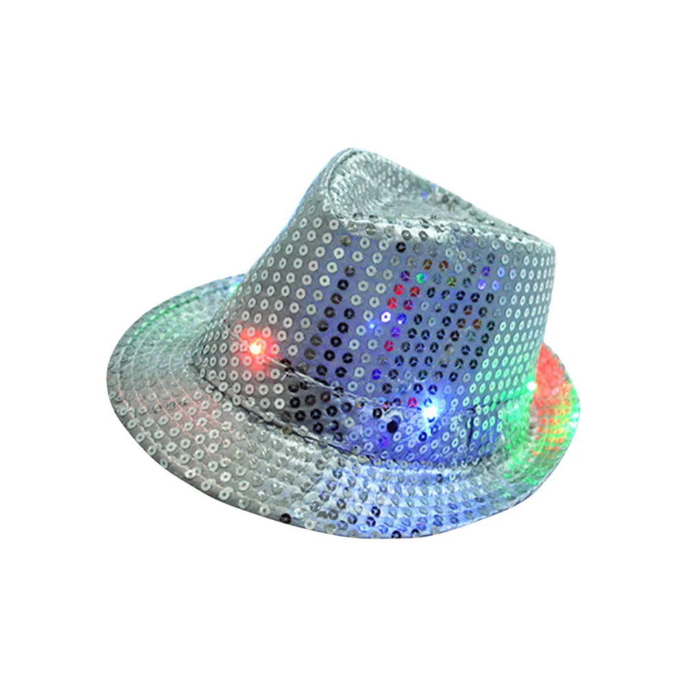 kids silver Мода для взрослых/Детские светодиодный Кепки мигающий светильник с блестками на шнуровке; для дня рождения; маскарадный костюм; вечерние шляпа реквизит Для женщин Для мужчин Повседневное Кепки s SER88 - Цвет: kids silver