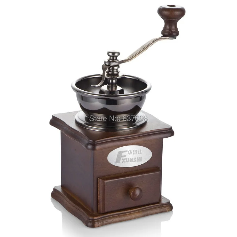 

Fxunshi MD-802 household cafe maker machine hand coffee home wooden vintage mill manual coffee bean grinder grind coffee powder