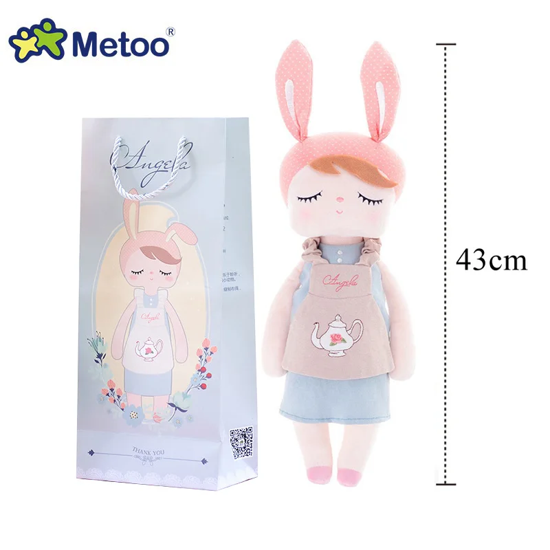 ashton drake dolls Metoo Angela Rabbit plush Doll with Paper Gift bag Boxed Stuffed Animals toys Sleep dolls Kids Appease Baby Birthday Christmas cabbage patch doll Dolls