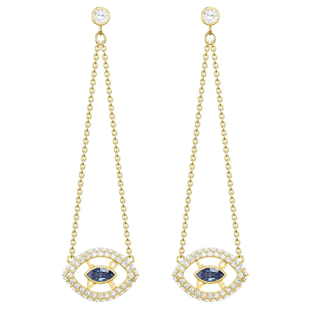 

SWA RO 2019 Winter New Admiration Evil Eye Pierced Earrings Multi Colored Gold Original Ladies Fashion Gift Jewelry 5445866