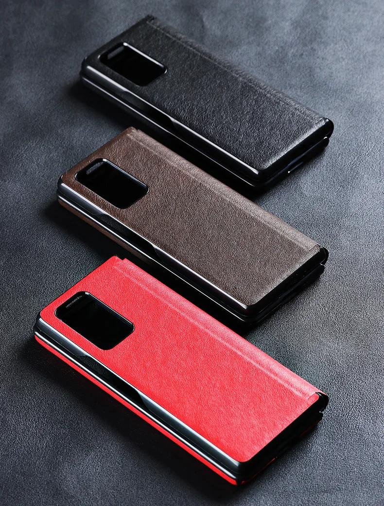 Luxury Case for Samsung Galaxy Z Fold2 5G All-inclusive Explosion-proof Cover Vintage Leather Shell for Galaxy Z Fold 2 Case