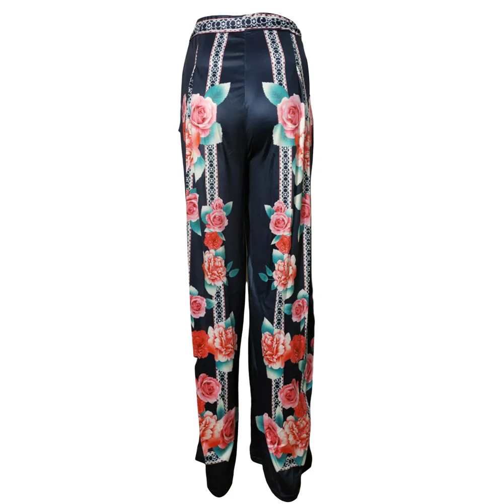 Female Trousers Women? s Floral Print High Waist Loose Pants Straight-Leg Pants ( S/M/L/XL)