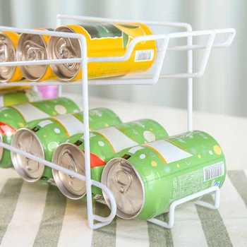 

Kitchen Refrigerator Fresh Drink Beer Cola Cans Storage Rack Solid Double-layer Finishing Shelf Beverage Cans Storage Rack