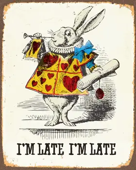 

400X300MM alice-in-wonderland-i-m-late-white-rabbit-metal-advertising-wall-sign-retro-art-3036-p jumbo fridge magnet SFM-092