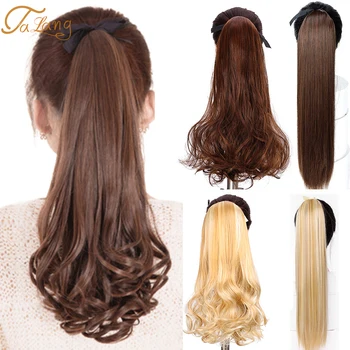 

TALANG curls extended long ponytail clip curly long hair ponytail wig wig heat-resistant synthetic hair clip headwear