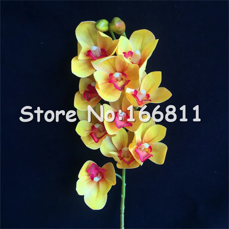 Искусственный цветок орхидеи фаленопсис, настоящее прикосновение, латекс, высокое качество, Бабочка, Орхидея, Цимбидиум, растение, центральный силиконовый цветок - Цвет: yellow cymbidium