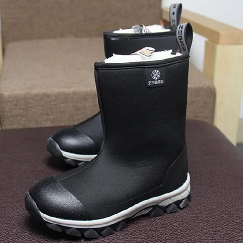 Детские плюшевые зимние ботинки водонепроницаемые из натуральной шерсти для