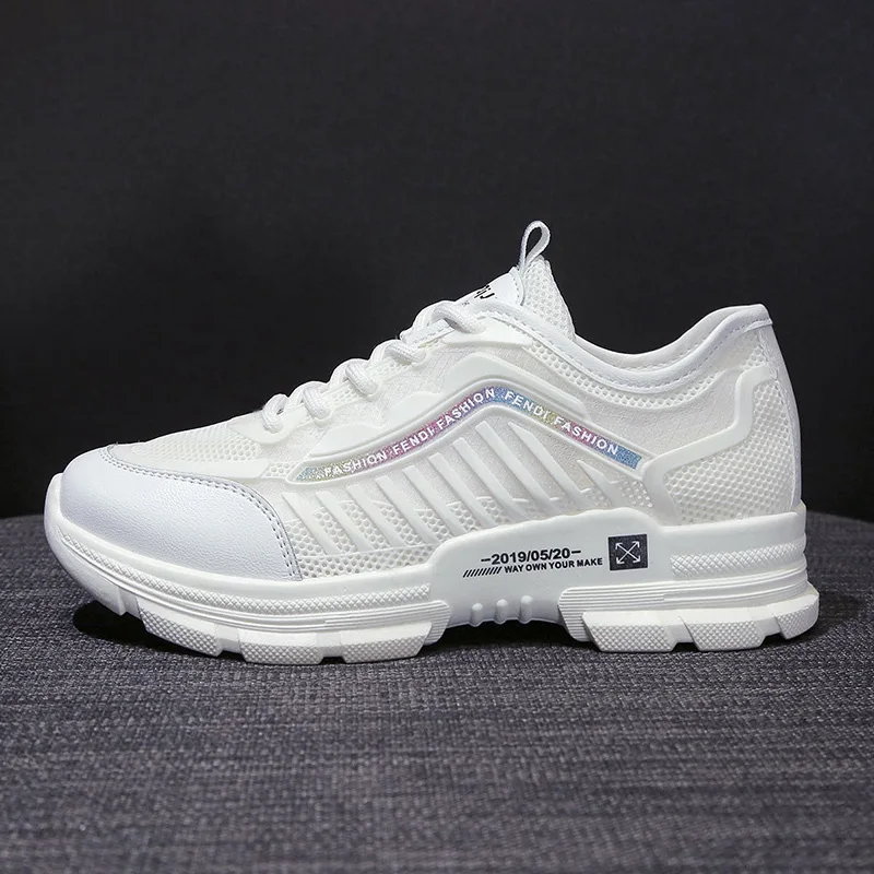 

Punched Sheet Shoes Women's Summer 2019 Summer White Gauze Mesh Sports Elevator Small White Shoes Soft Bottom Summer WOMEN'S Sho