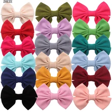 

10Pcs/Lot Classic 5'' Four Petals Bows Waffle Barrettes Solid Color Fabric Hair Clips For Women DIY Girls Hair Accessories Mujer