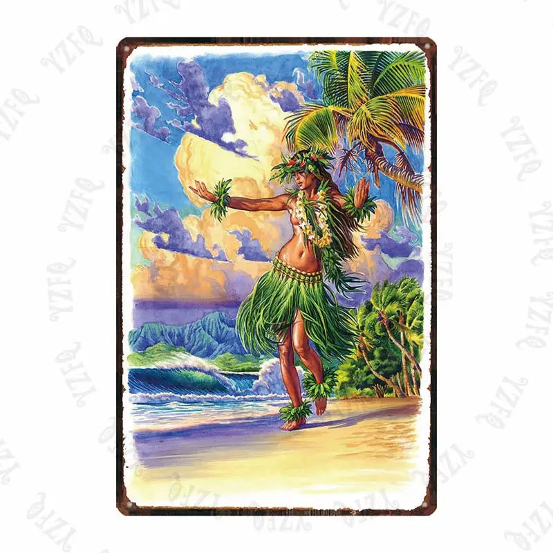 Surf Aloha Hawall винтажная жестяная вывеска хула пляж металлическая пластина для стены паба кафе домашнего искусства Ремесло Декор Куадрос DU-5415A - Цвет: DU-5417