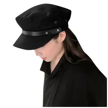 Шерсть шляпу с плоским верхом восьмиугольная Кепки зимние Винтаж Для женщин зимние Однотонная повседневная обувь Простые головные уборы с закруглёнными краями и пуговицей сверху берет Кепки s военно-морской флот Кепки czapka zimowa