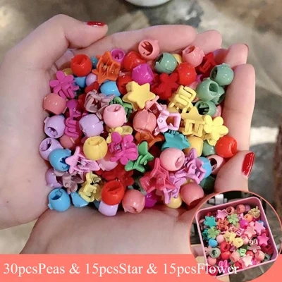 60pcs Peas Star Flow 10-100 шт./кор. Детские Мультяшные волосы аксессуары красочные заколка для волос с цветком маленькие шпильки для волос для девочек с рисунком «кроличьи Корона Заколки для волос повязка на голову - Цвет: 60pcs Peas Star Flow