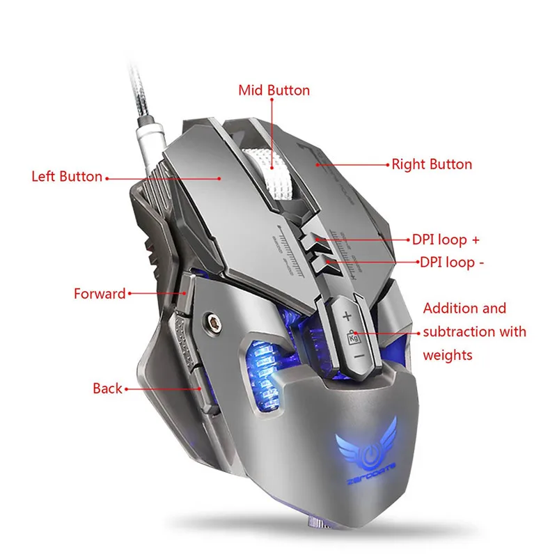 Новое поступление 3200 dpi USB Проводная Конкурентная игровая мышь 7 программируемых кнопок Механическая Макросъемка Программирование игры мыши