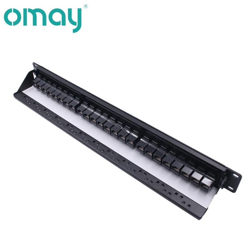 RJ45 Patch Panel 24 Port CAT6 Through Coupler 19in 1U Back Bar Rackmount CAT6A UTP Keystone Jack
