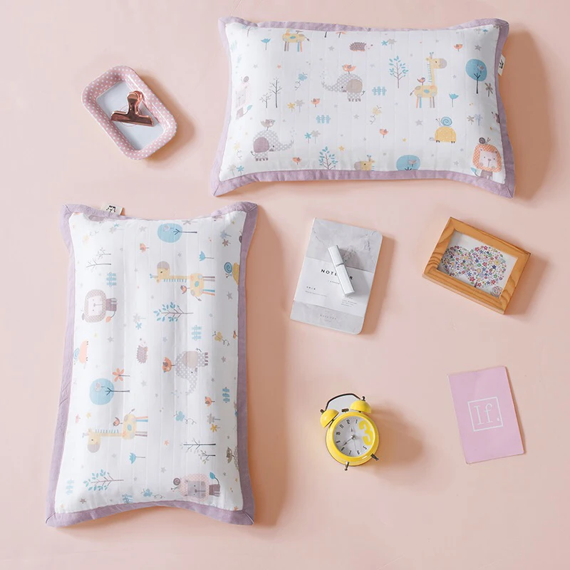 

Cotton Baby Pillowcase Infant Pillow Case Cartoon Animal Cute Double layer Gauze Child Pillow Cover Boys Girls
