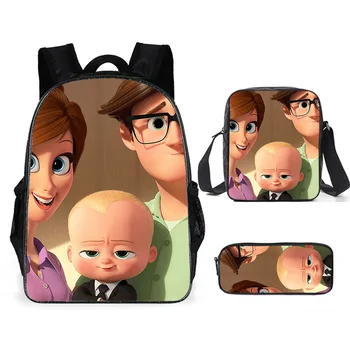 

Kawaii Boss Baby Print Children Backpack Set Back to School Gift Anime Kds Book Bag Boy and Girl Daypack Wholesale