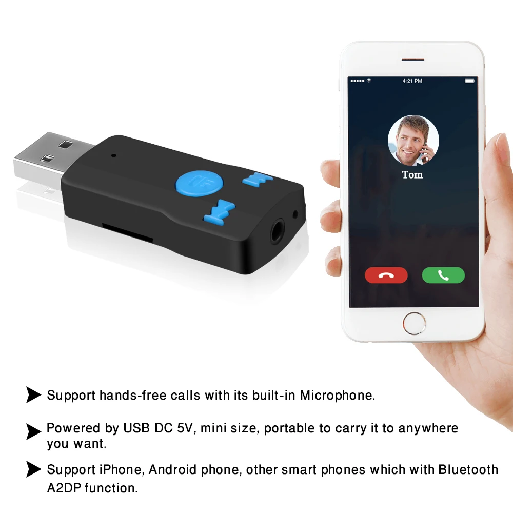 KEBIDU USB Bluetooth приемник аудио музыкальный приемник адаптер с микрофоном Handsfree 3,5 мм потоковое A2DP для автомобильного динамика