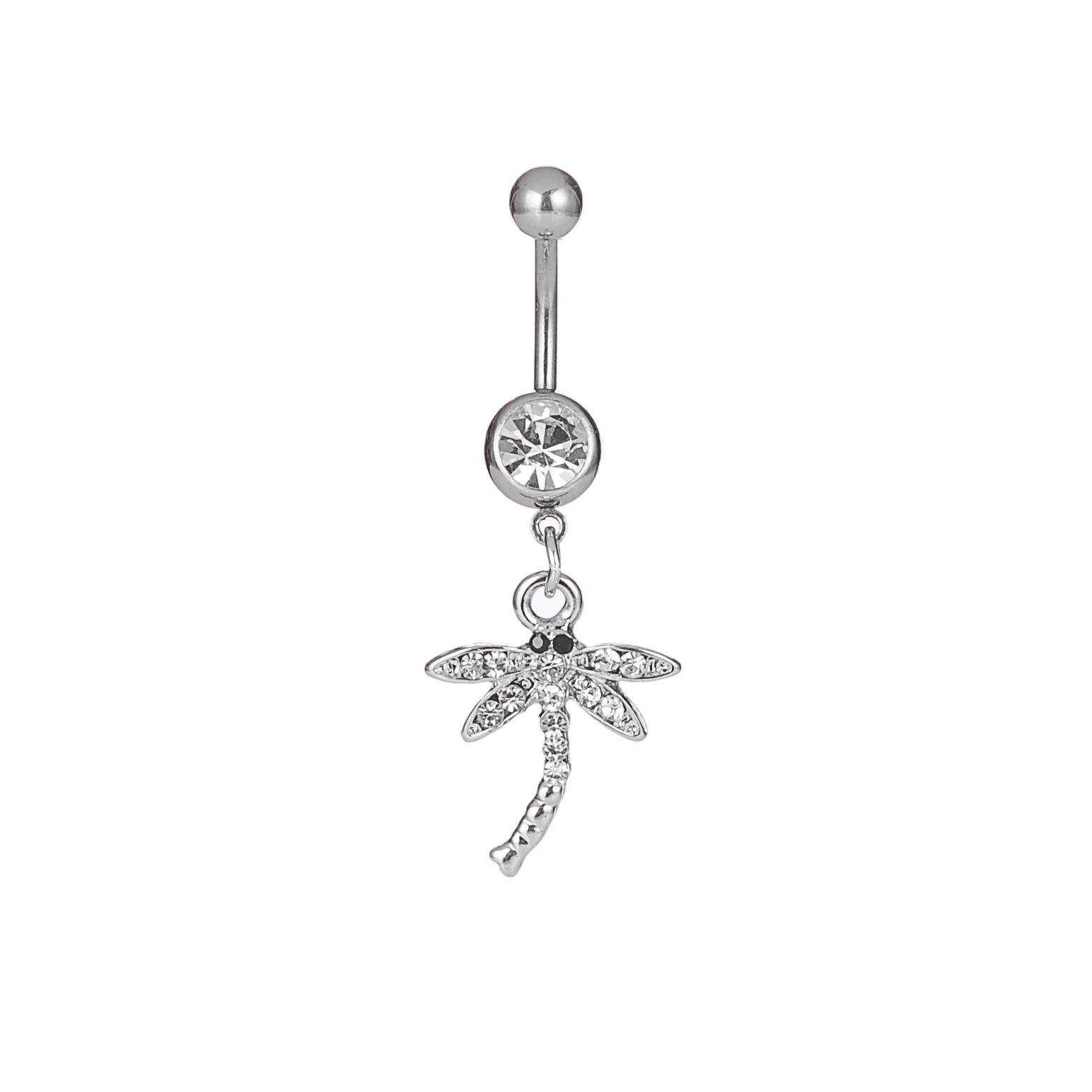 

Hot Sales Human Body Piercing Jewelry Dragonfly Belly Button Ring Alloy Diamond Set du qi ding Belly Button Ring
