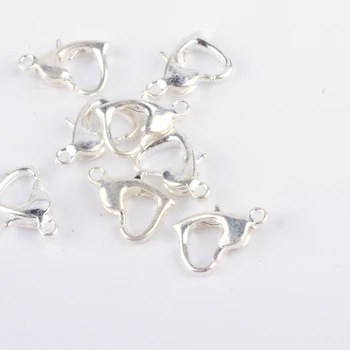 

500pcs Silver Color Heart Zinc Alloy Lobster Claw Clasps Hooks jewelry making DIY accessories Making 7x10x2.5mm, Hole: 1mm F50