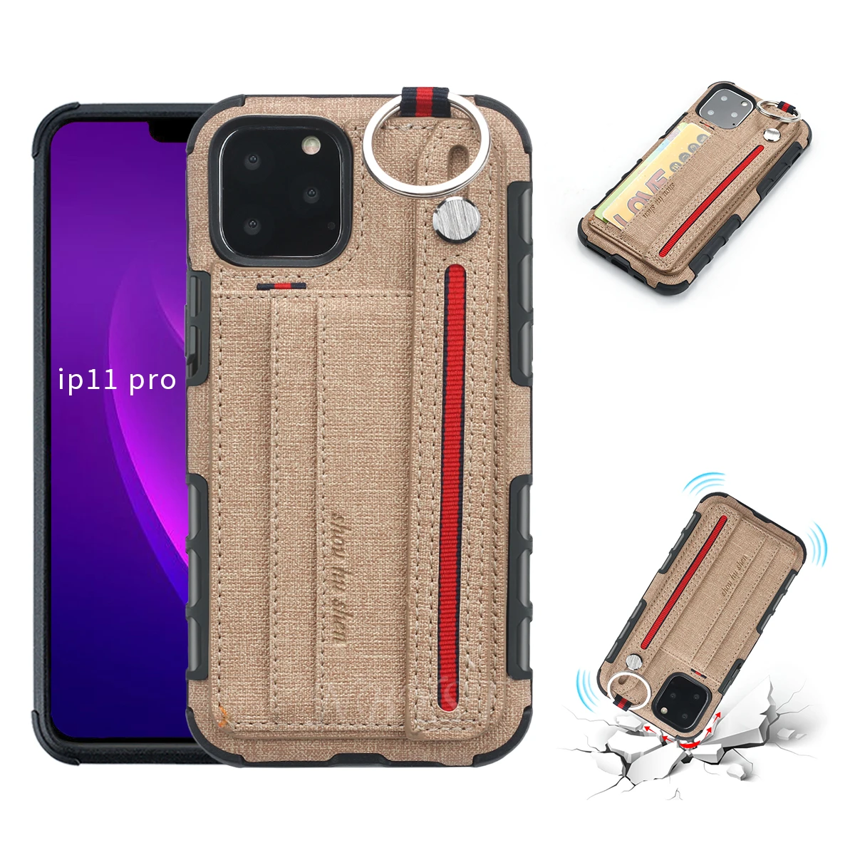 Тканевый держатель для карт, чехол для iPhone 11Pro Max XR XS MAX 6S 7 8 Plus, плетеный бумажник на запястье, чехол для телефона для iPhone 11Pro Max
