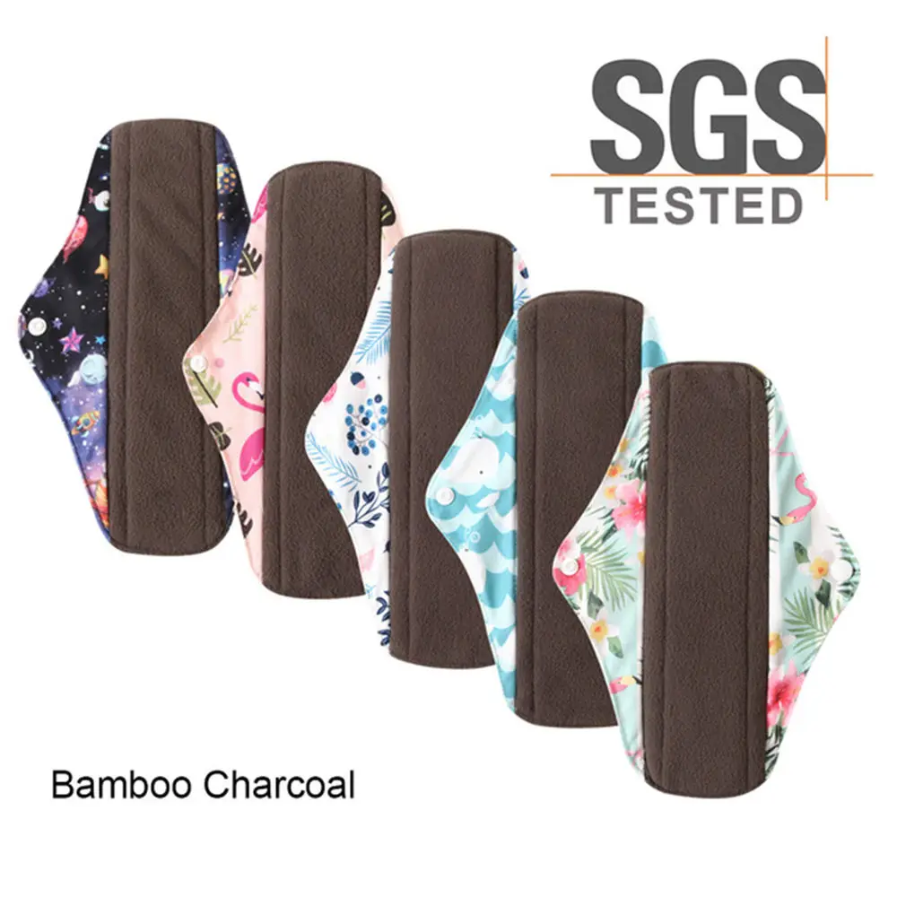 5 шт. гигиенические салфетки, впитывающие женские гигиенические салфетки, бамбуковые подушечки на древесном угле, менструальные - Цвет: 81