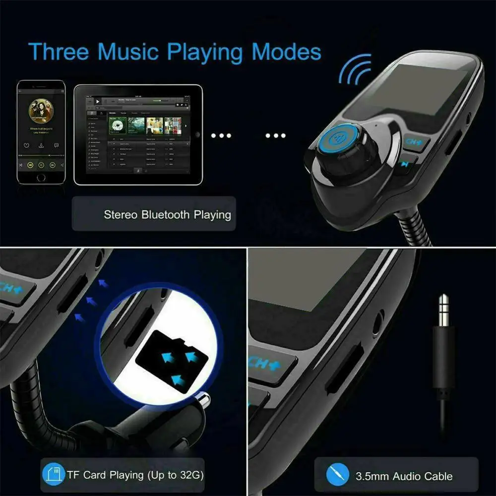 Автомобильный MP3-плеер fm-передатчик Bluetooth автомобильный комплект беспроводной радио аудио адаптер с USB 2.1A зарядное устройство fm-передатчик
