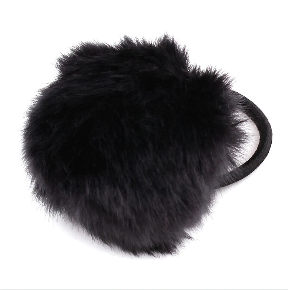 1PX кроличий мех лента мяч эластичные волосы Bobble Пони Хвост Держатель меховой помпон розовый резинки дети милые Волосы Галстуки