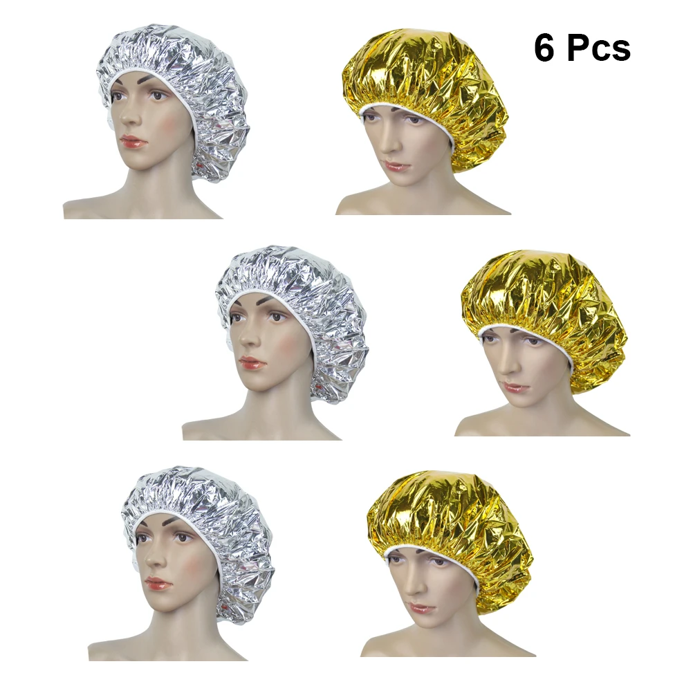 Cap Hair Aluminum Conditioning Deep Processing Caps Salon Shower Heat Reusable Thermal Silver Spa Dye Elastic Coloring Treatment