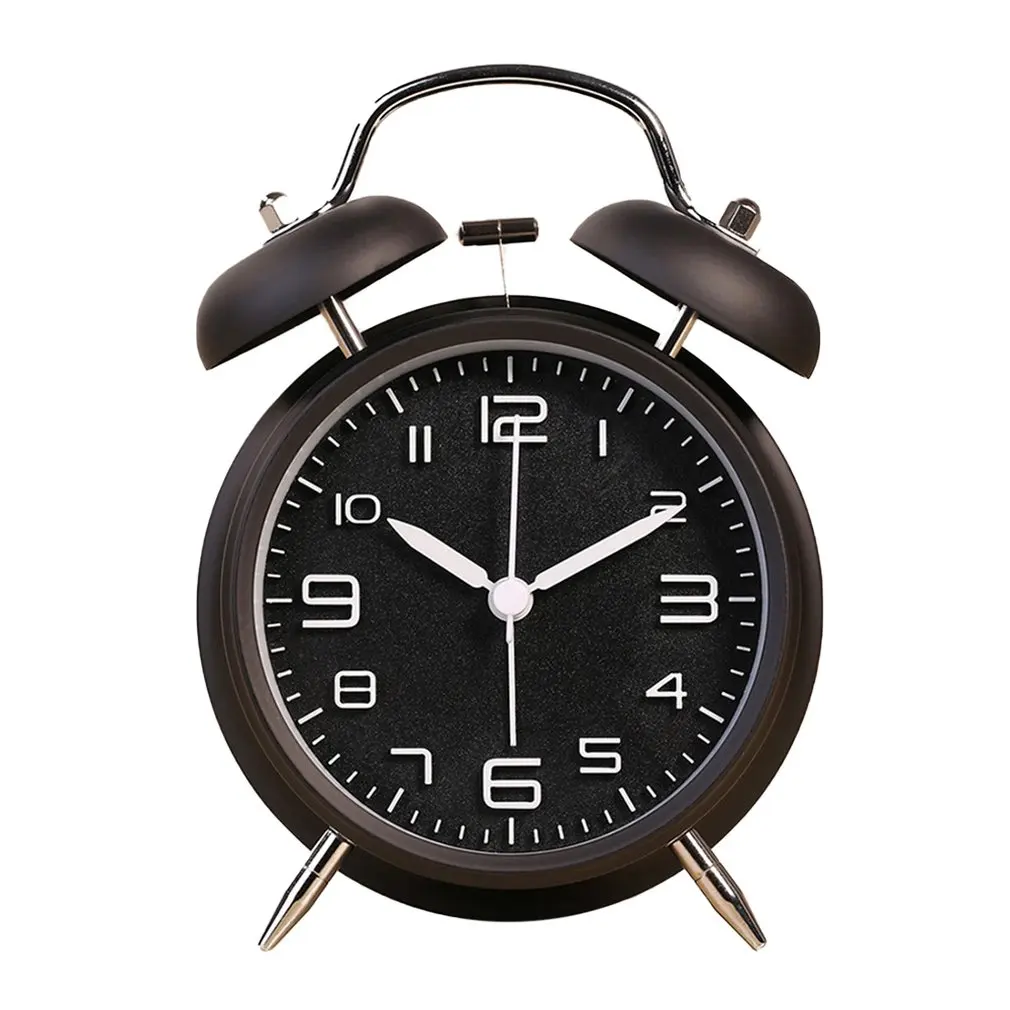 4-Inch Double Bell Alarm Clock with Stereoscopic Dial Backlight Battery Operated Loud Alarm Clock(Black