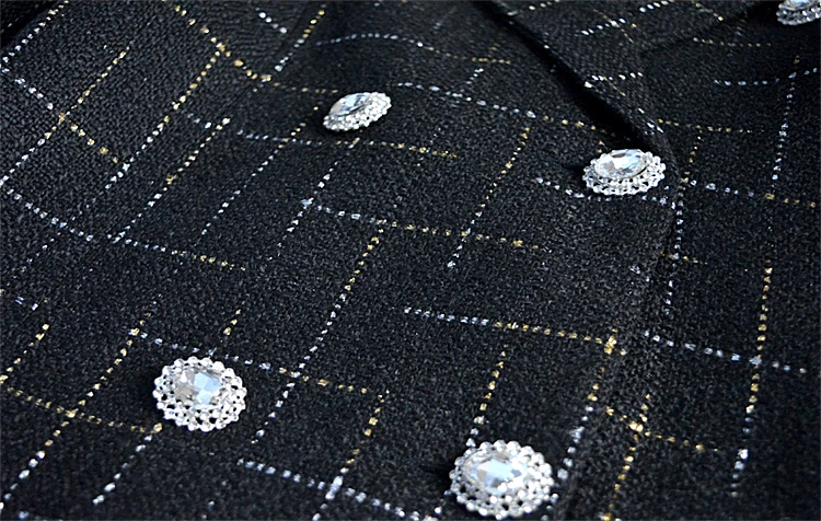 New Autumn Plaid Suit Coat Woman Small Fragrant Celebrity Double-breasted Blazer Jacket Chic Slim Outwear