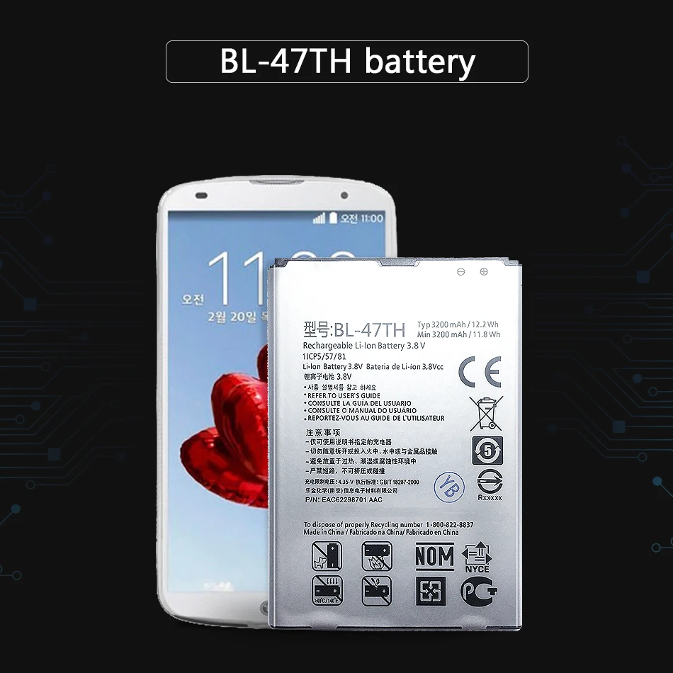 Аккумулятор для смартфона BL-47TH 3200 мАч для LG Optimus G Pro 2 F350 D837 D838 LTE-A BL 47TH сменный литий-ионный полимерный аккумулятор