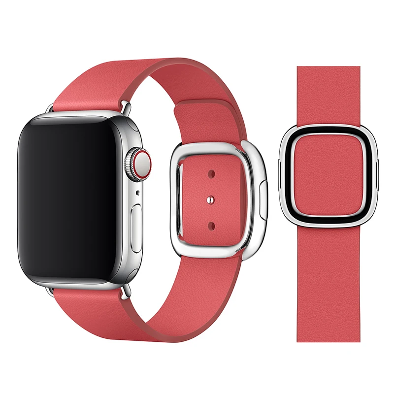 Band For Apple Watch Band 42mm 38mm Leather Loop Strap Modern Style Bracelet Accessories For iWatch Series 4 3 2 1 40/44mm - Цвет ремешка: 3 Peony pink