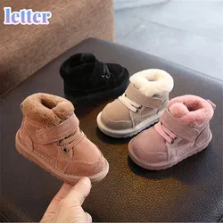 Novo inverno botas de neve do bebê unisex couro bonito meninos meninas sapatos de algodão quente crianças tênis de fundo macio da criança sapatos de bebê