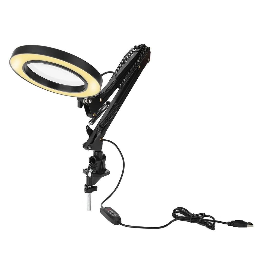 Foldable 8W USB LED Table Lamp Dimming Desk Reading Light with 5X Large Magnifying Glass Magnifier Nail Beauty | Красота и здоровье