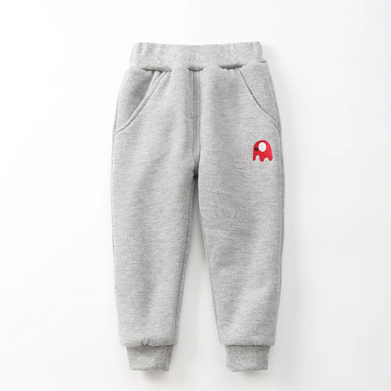 elephant grey Бархатные штаны для мальчиков, Детские однотонные спортивные штаны, зимние хлопковые брюки для мальчиков, плотная теплая одежда детские штаны в полоску для улицы - Цвет: elephant grey