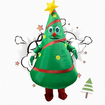 

Christmas Tree Shape Inflatable Clothes Cosplay Party Decorative Polyester Lightweight Cartoon Props Toy For Companies Bar Club