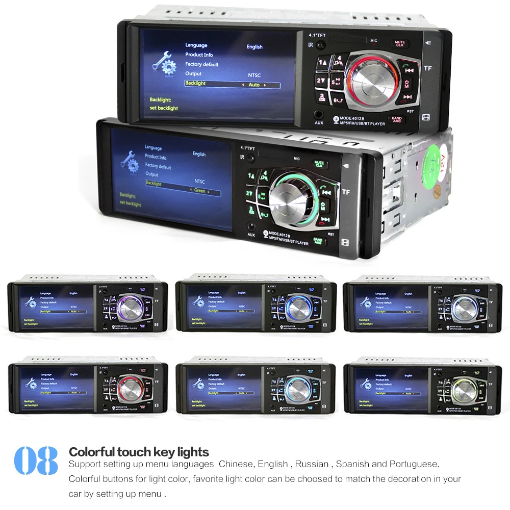 Clearance Universal 4.1" 1 Din Car Audio Auto Radio Stereo MP5 Player FM BT 2.0 Support Rear View Camera USB Steering Wheel Remote Control 13