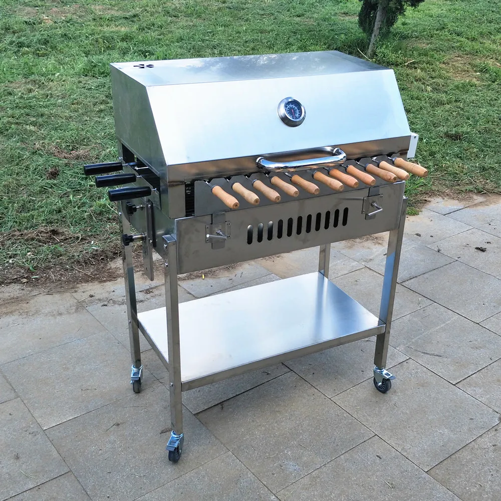 Barbecue Charcoal Grill With Lid Stove Kebab Stainless Steel Bbq Patio