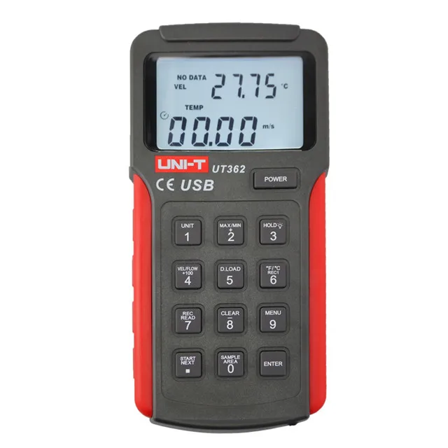 

UNI-T UT362 Anemometer Wind Speed Tester Wind Count Measurement Unit Switch LCD Backlight USB Data Transmission Temperature