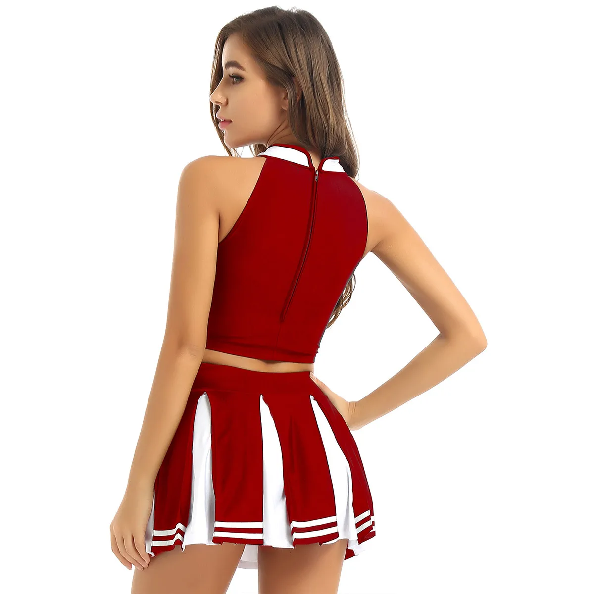 Cosplay&ware Womens Cheerleader Costume Uniform Sexy Party Clubwear Crop Top With Mini Pleated Skirt Lingerie School Girls -Zentai shop online