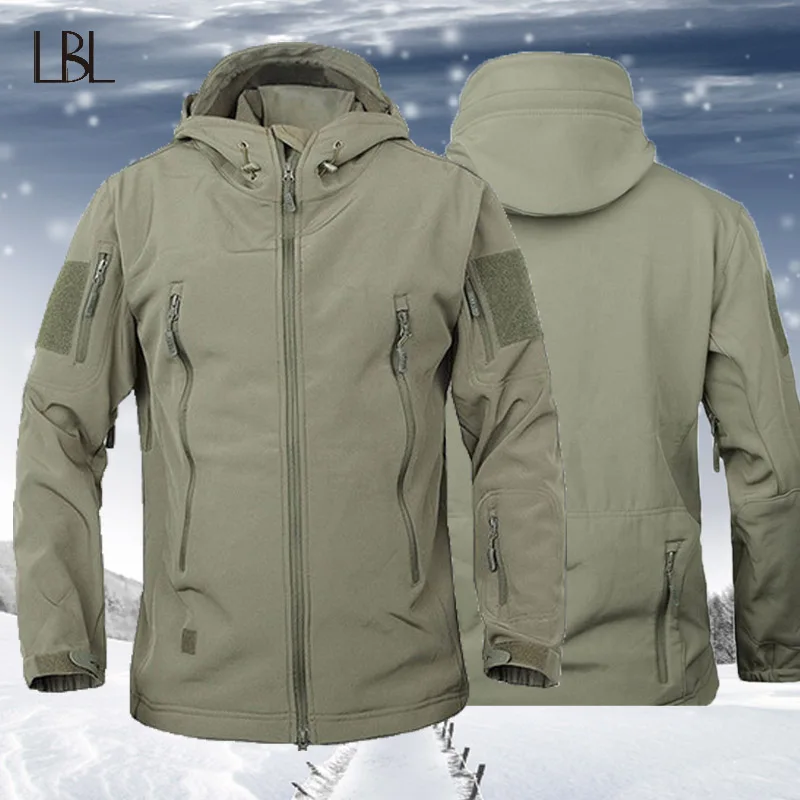Тактическая ветрозащитная куртка с капюшоном Army Shark Skin Softshell Мужская зимняя